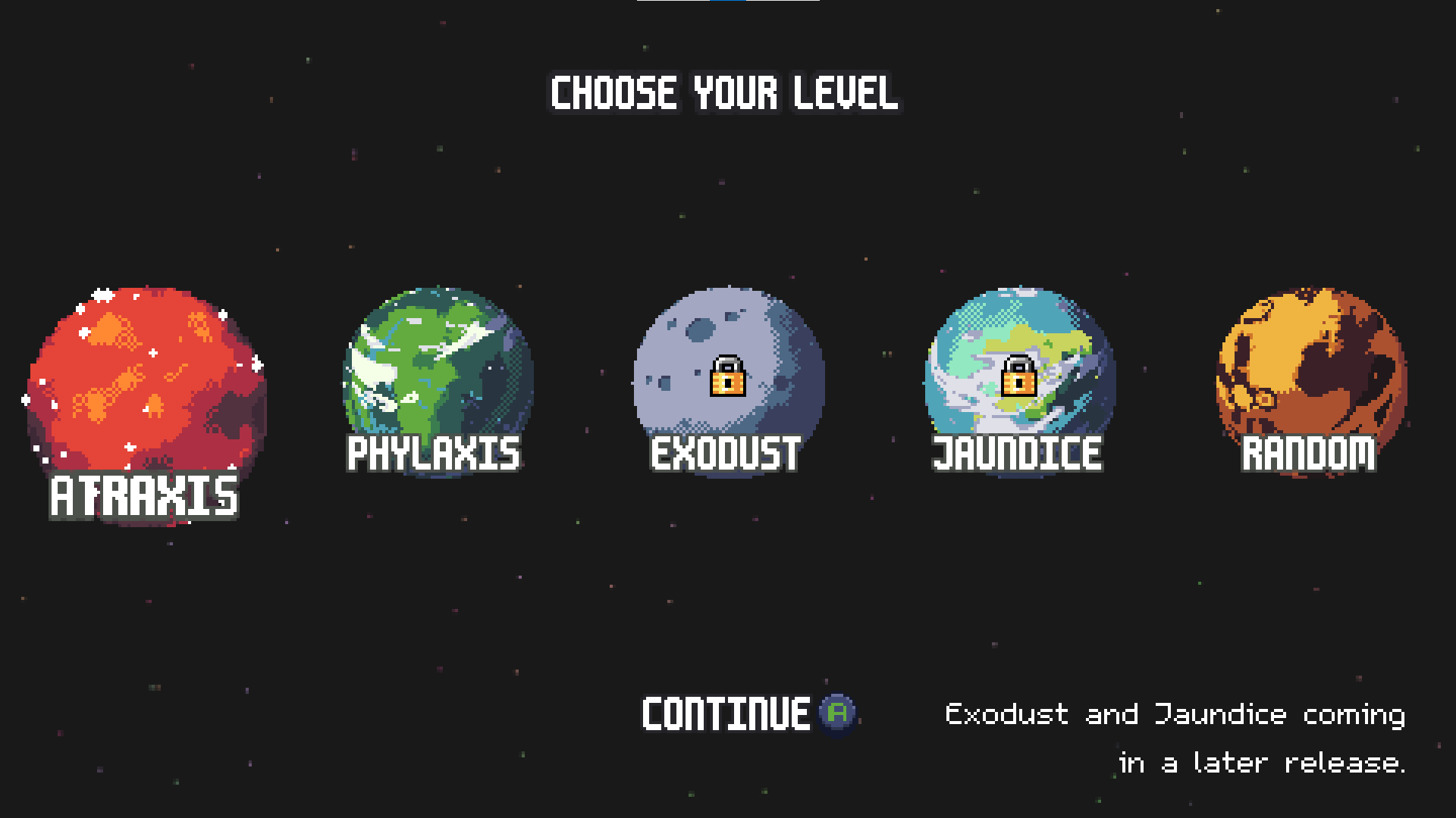 Dastardly level select screen